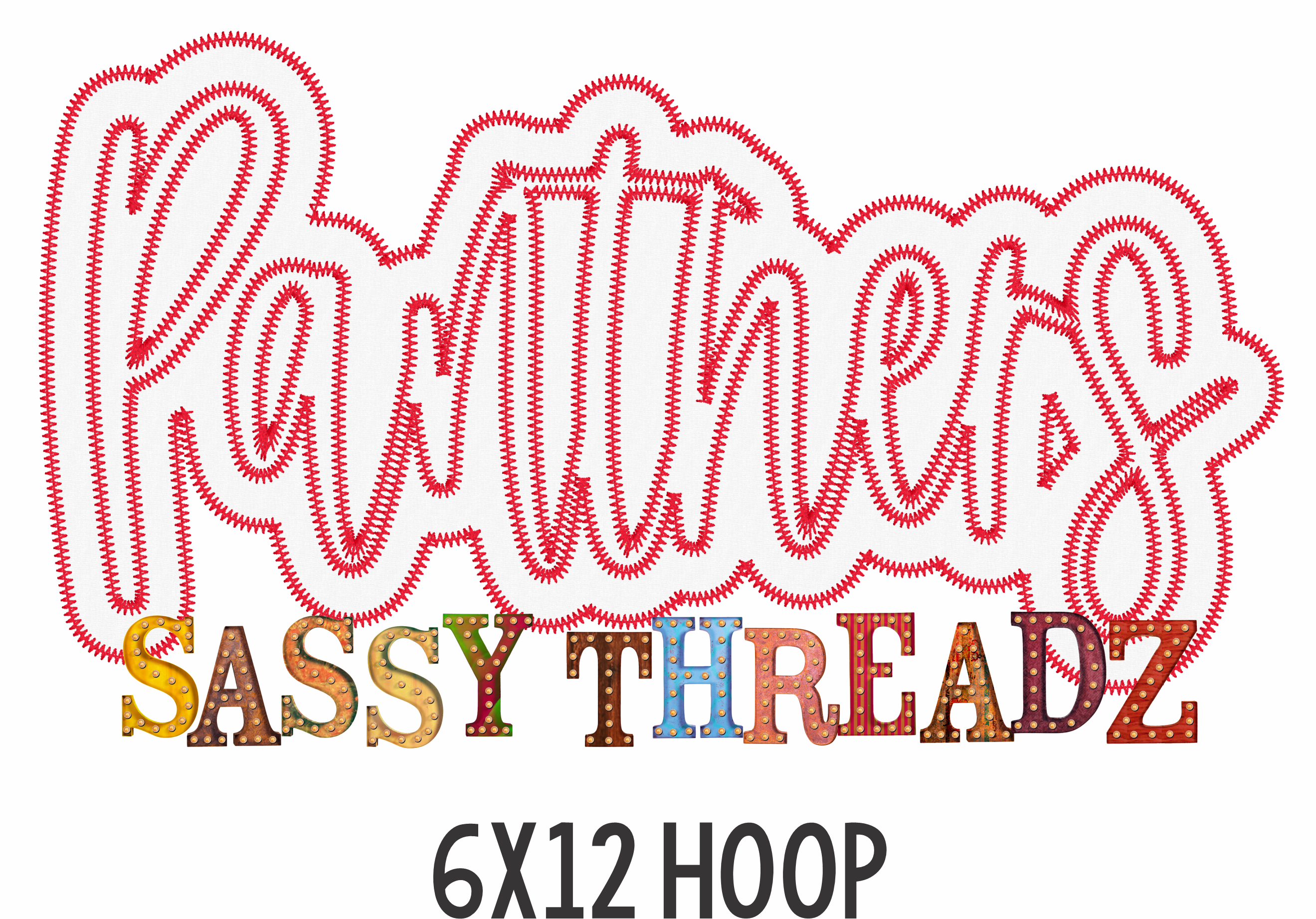Panthers Zig Zag Script Stacked Embroidery Download - Sassy Threadz