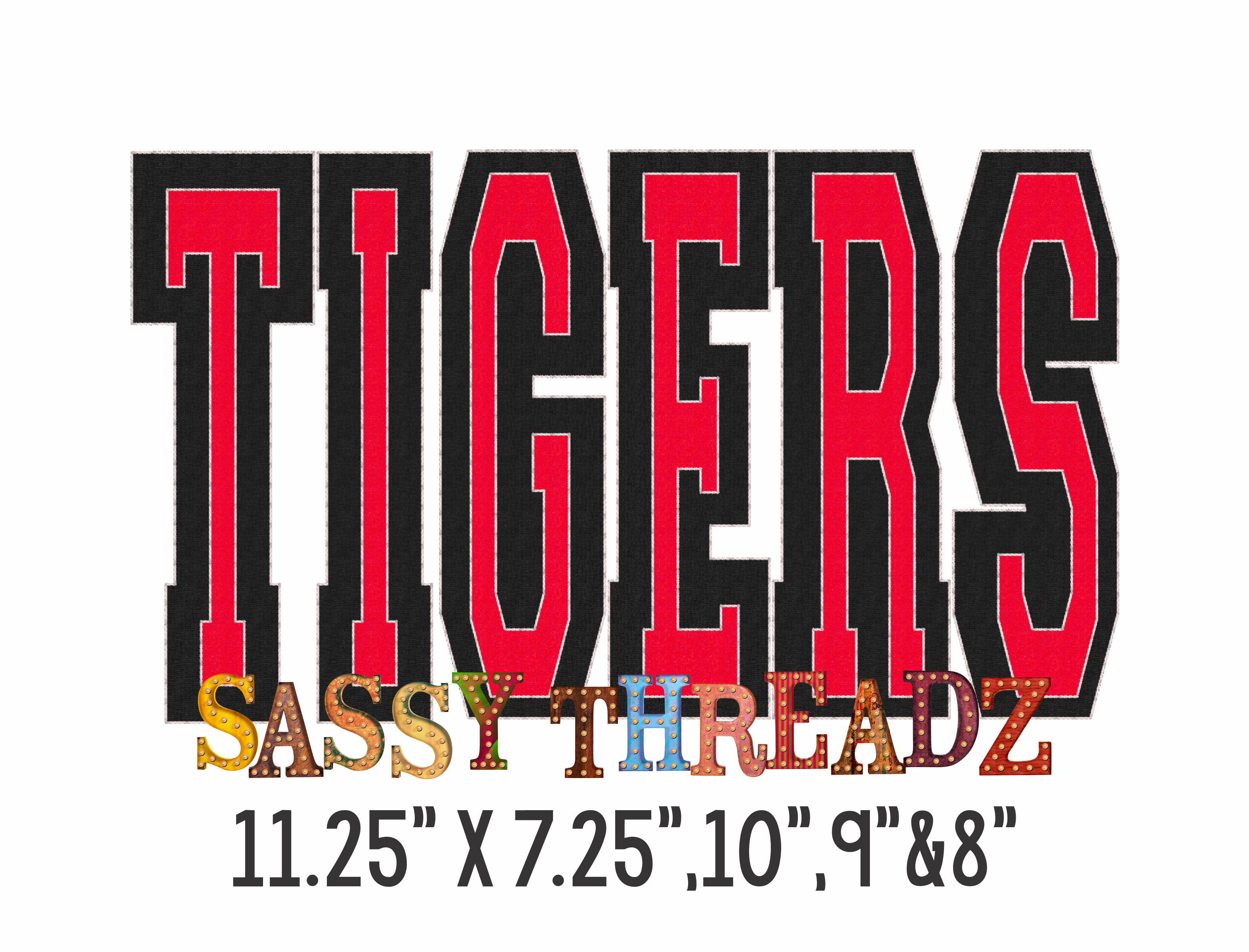 Tigers Athletic Stacked Embroidery Download - Sassy Threadz