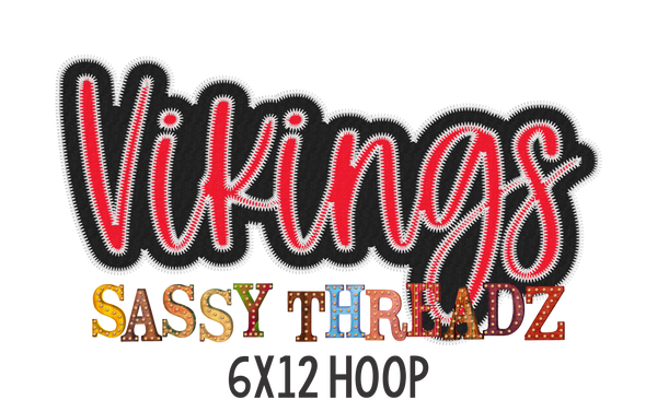 Vikings Zig Zag Script Stacked Embroidery Download - Sassy Threadz