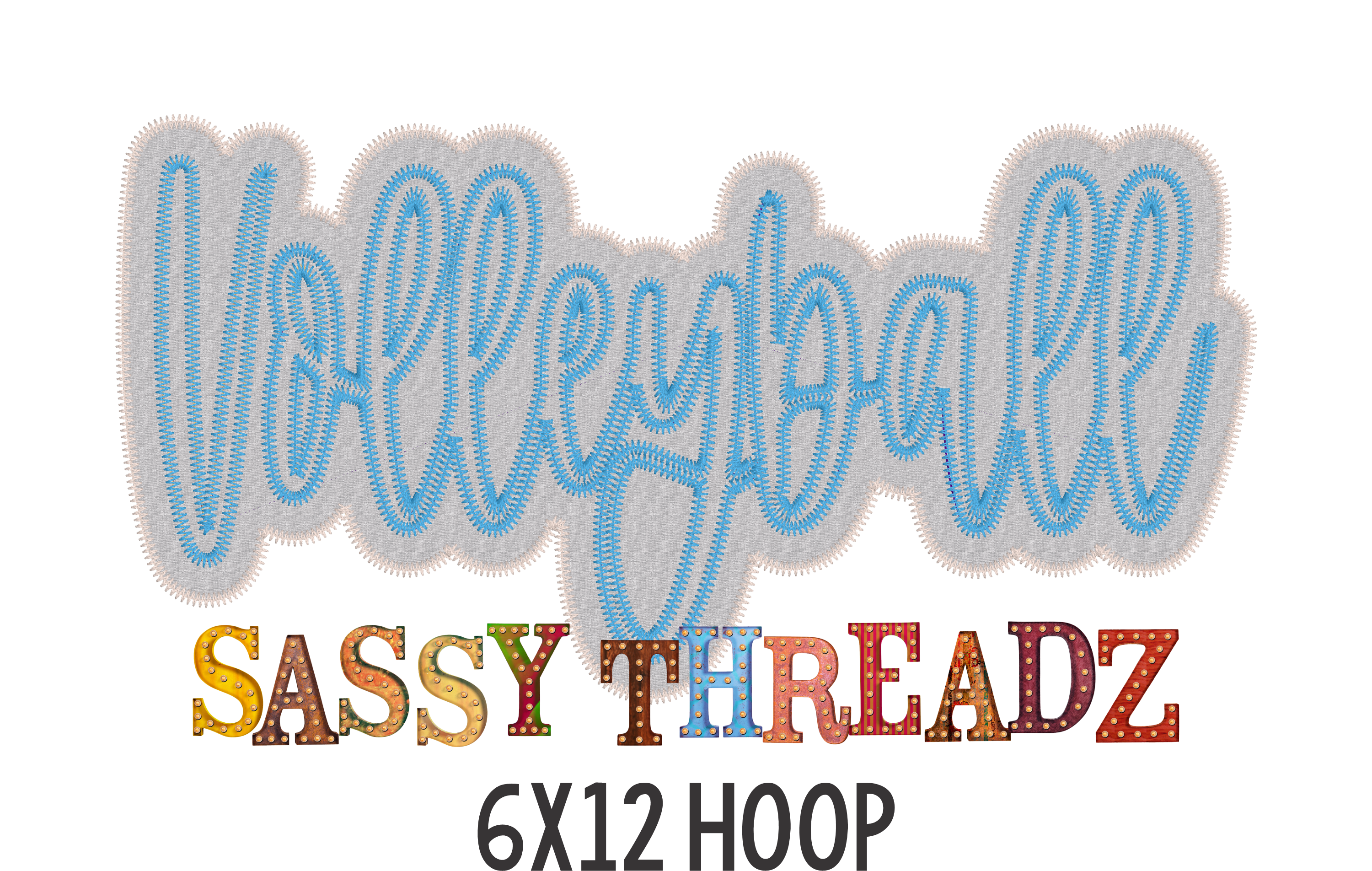 Volleyball Zig Zag Script Stacked Embroidery Download - Sassy Threadz
