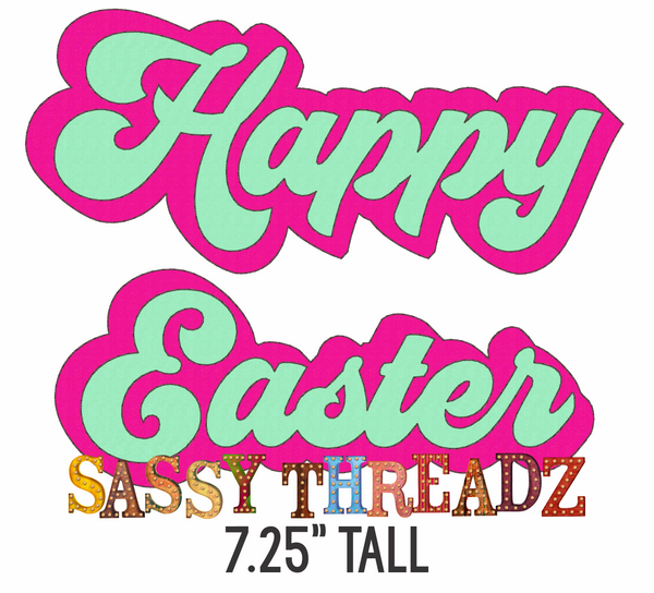 Happy Easter Double Stacked Script Embroidery Download - Sassy Threadz