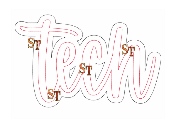 Tech Script Tail Lettering Tech Script Stacked Embroidery Download - Sassy Threadz