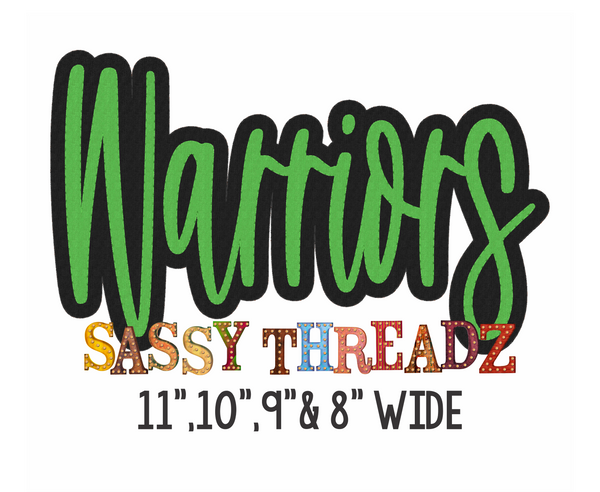 Warriors Stacked Script Embroidery Download - Sassy Threadz