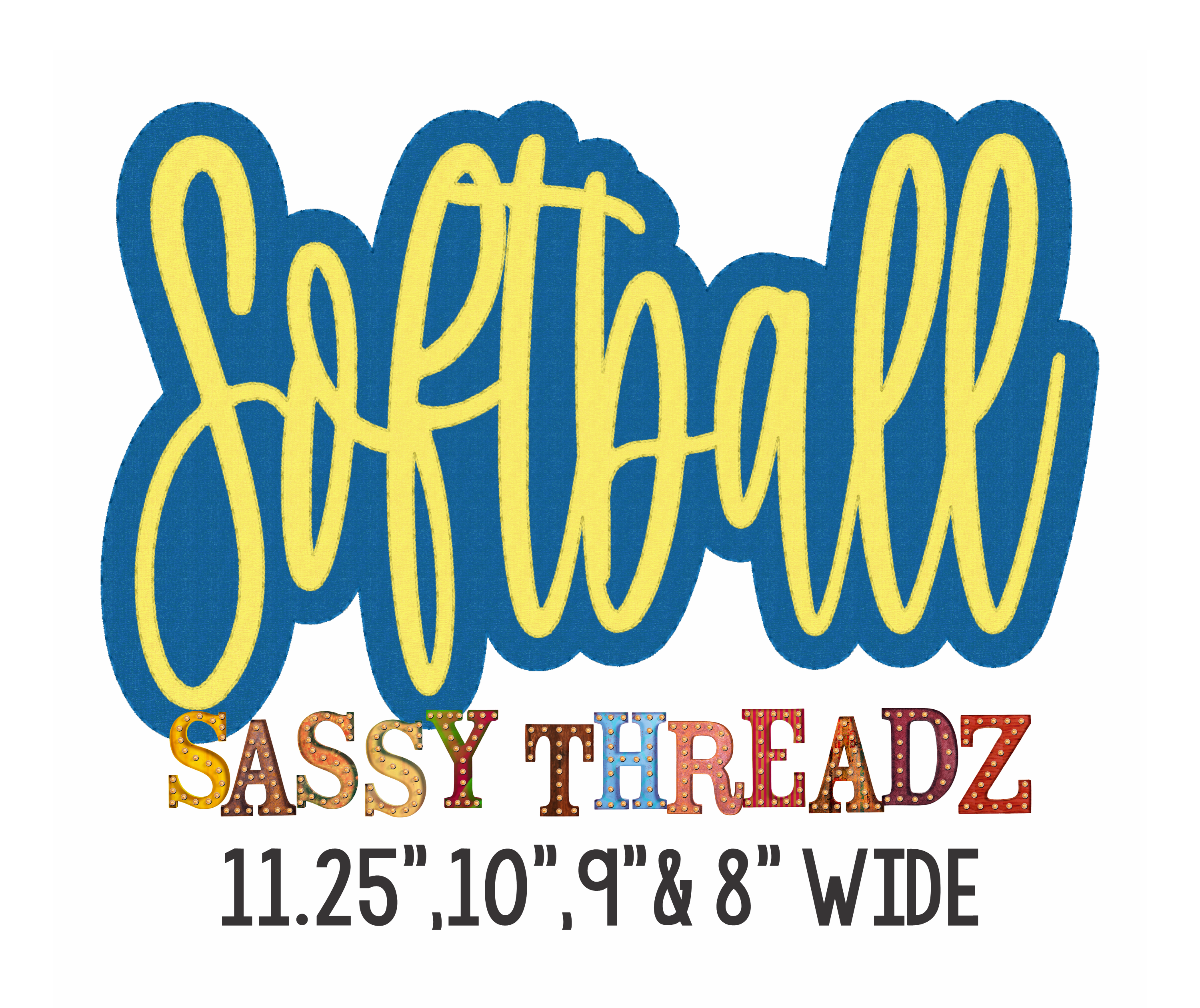 Softball Double Stacked Script Embroidery Download - Sassy Threadz