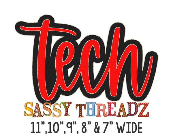 Tech Script Stacked Embroidery Download - Sassy Threadz