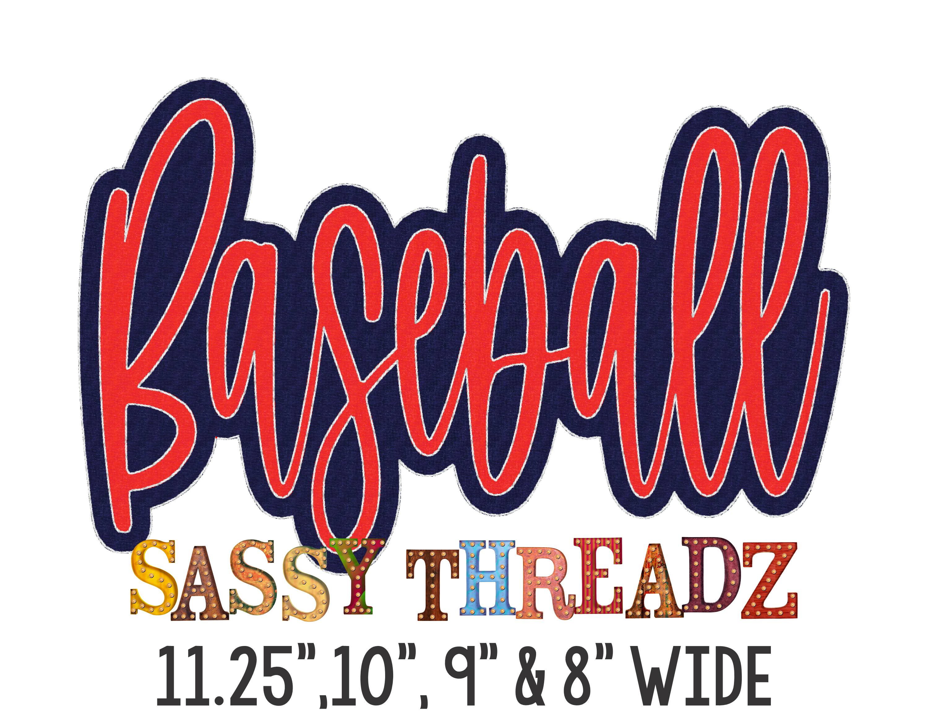 Baseball Double Stacked Script Embroidery Download - Sassy Threadz
