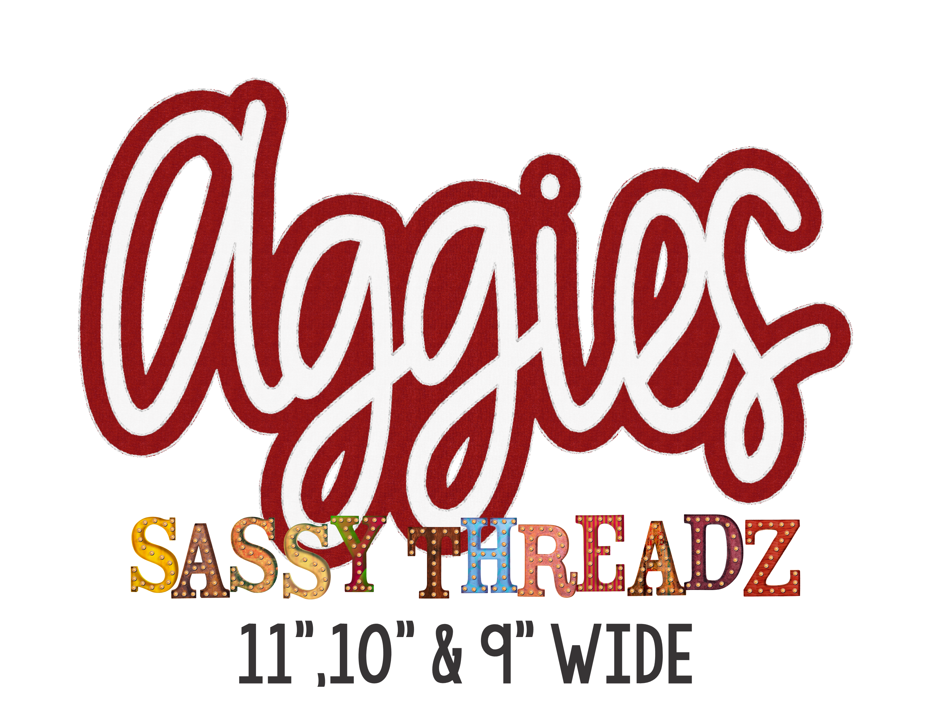 Aggies Script Stacked Embroidery Download - Sassy Threadz