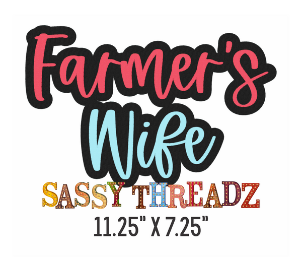 Farmer's Wife Double Stacked Script Embroidery Download - Sassy Threadz