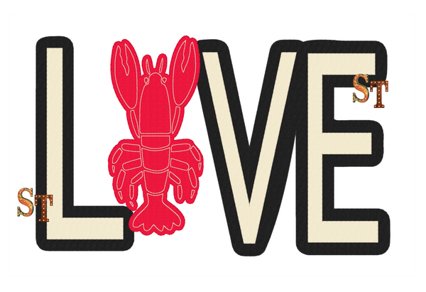 Lobster Love Stacked Embroidery Download - Sassy Threadz