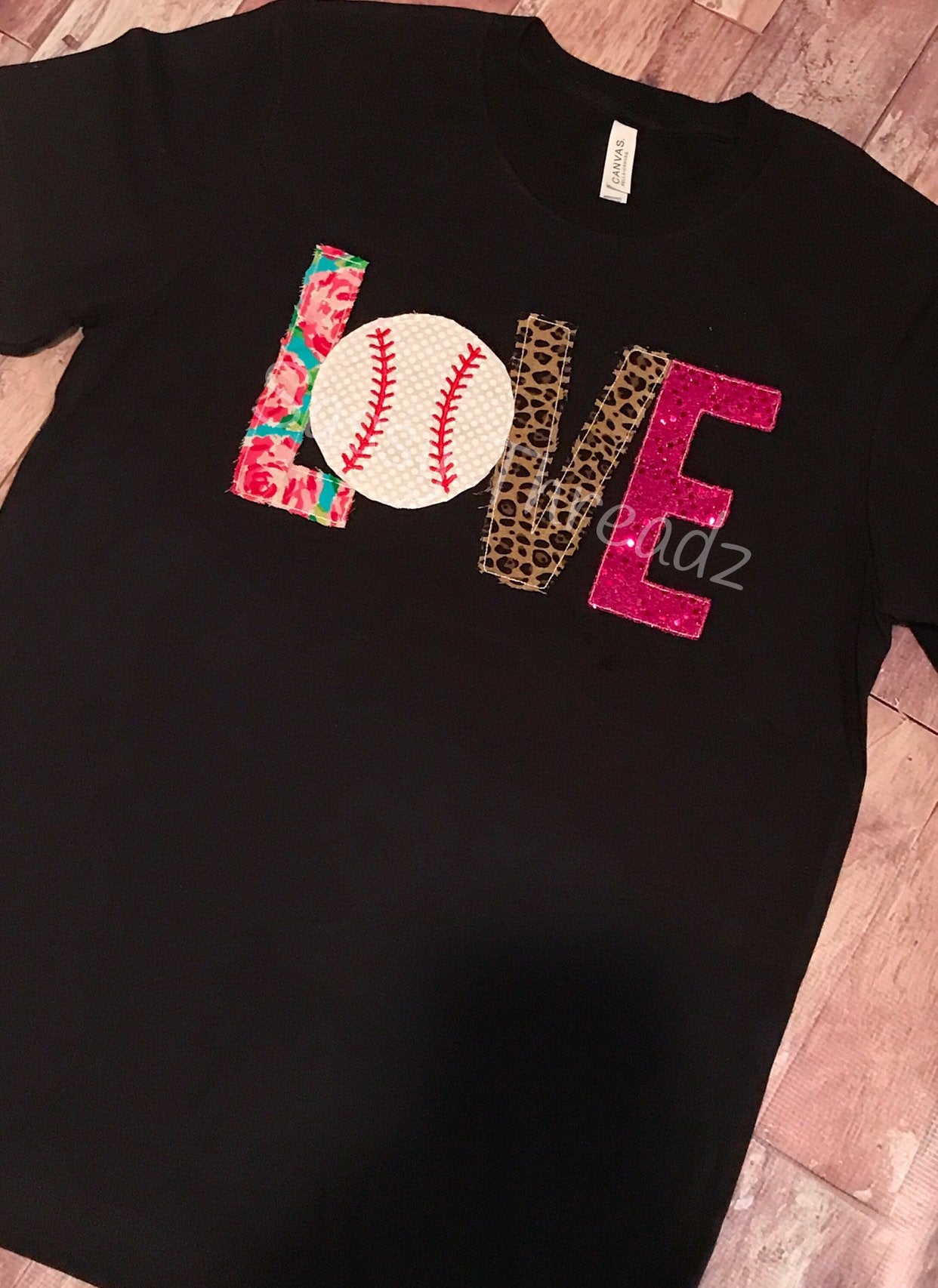 Love Baseball Fabric Appliqué Tee - Sassy Threadz