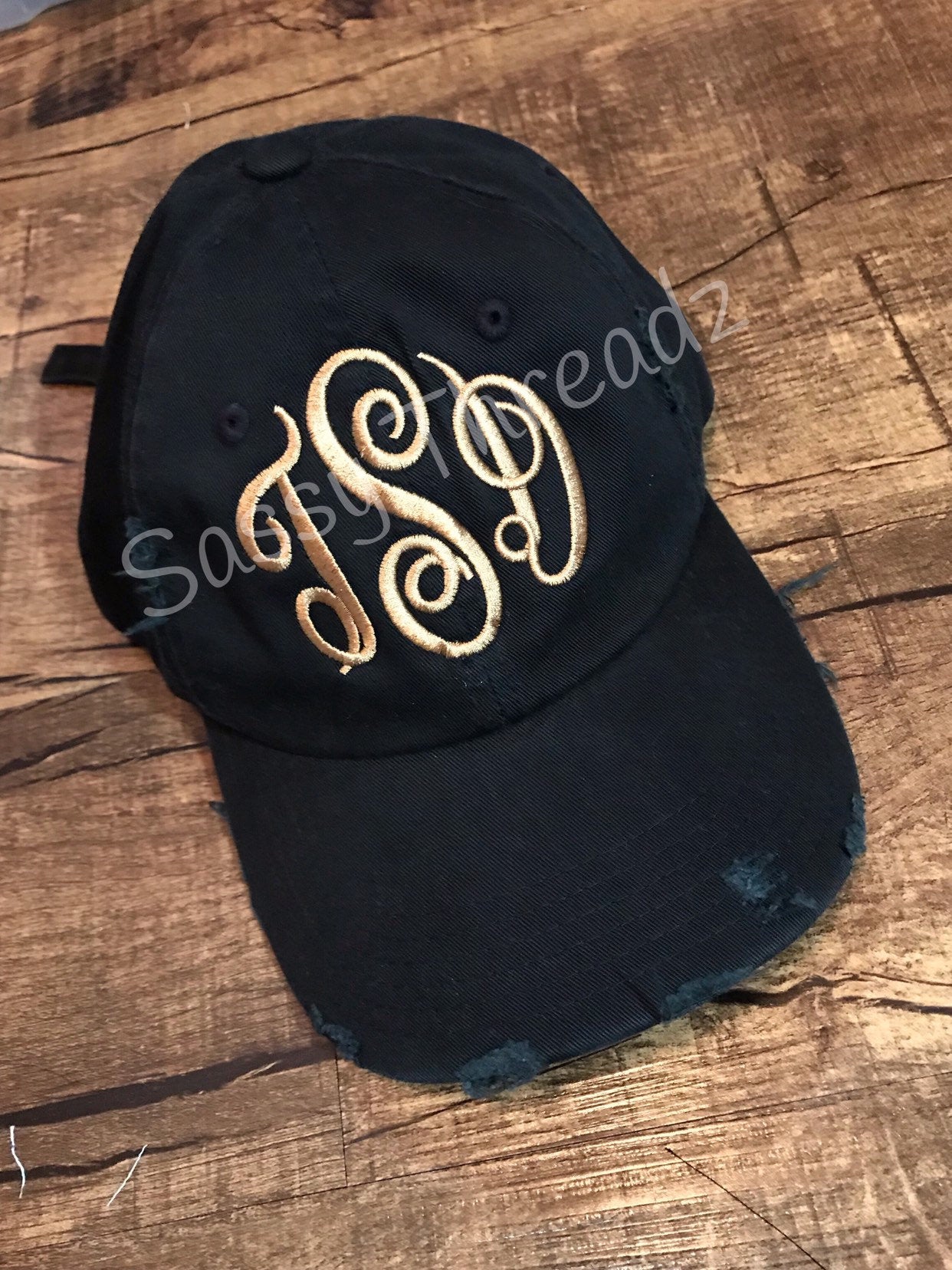 Monogram Sewn Applique Hat - Sassy Threadz