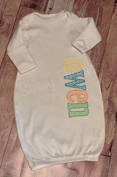Infant Customized Embroidered Gown with Name. - Sassy Threadz
