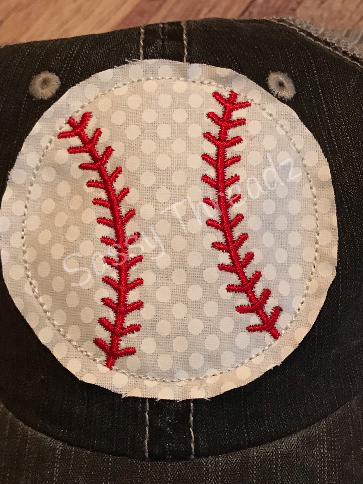 Baseball Trucker Fabric Sewn Applique Hat - Sassy Threadz