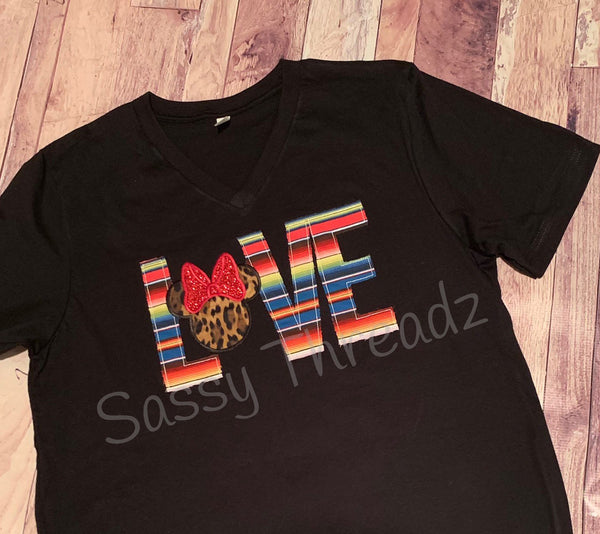 Minnie Mouse Inspired Tee for Ladies or Girls Leopard Glitter - Sassy Threadz