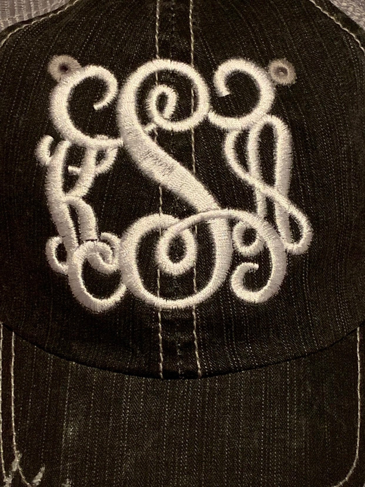 Monogram Trucker Hat/Embrodiery Fancy Vine Cursive - Sassy Threadz