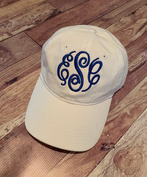 White Monogram Embroidery Hat - Sassy Threadz