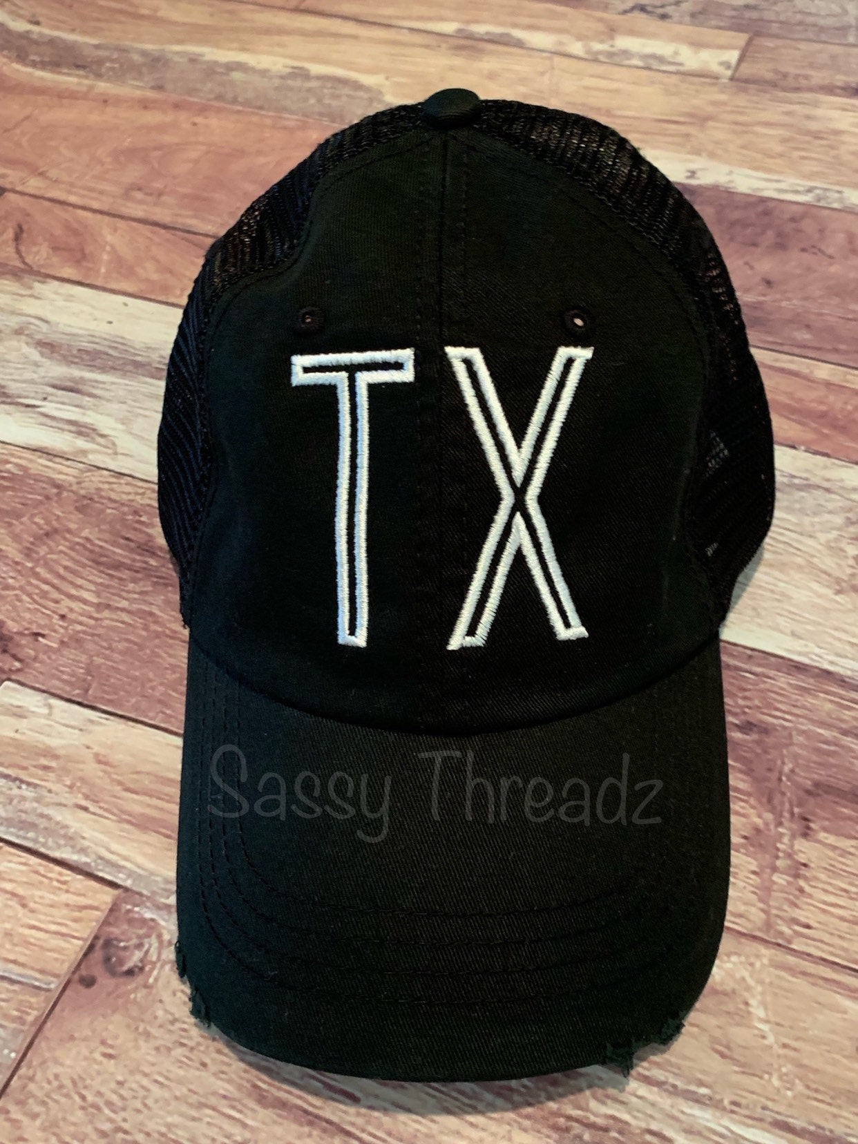 TX Texas Embroidered Trucker Hat - Sassy Threadz