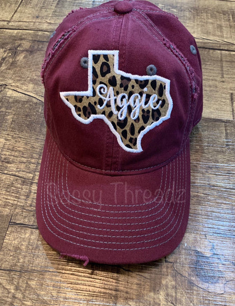 Leopard Aggie Sewn Applique Hat - Sassy Threadz