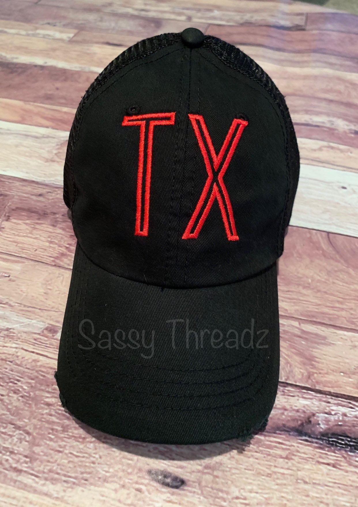 TX Texas Embroidered Trucker Hat - Sassy Threadz