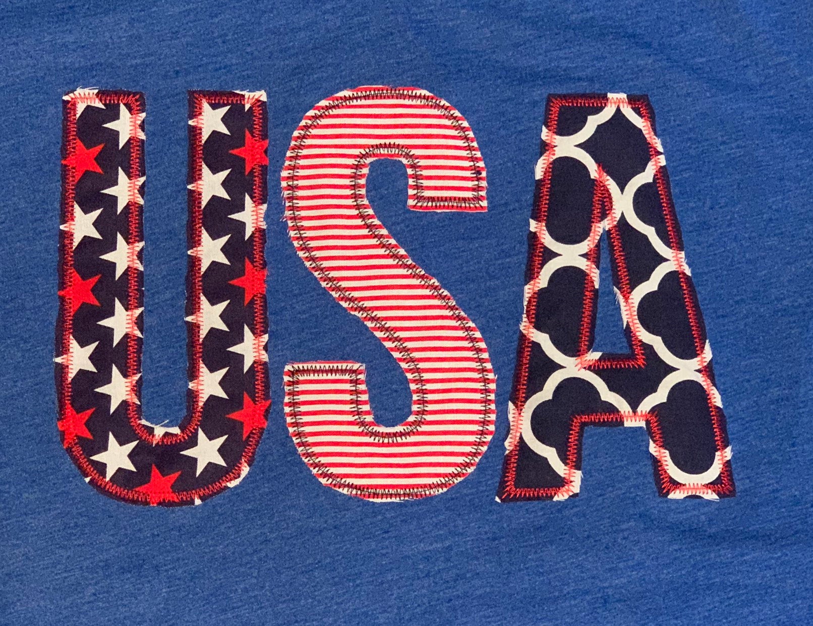 USA Patriotic 4th of July Ladies Appliqué Bella Canvas unisex fit V-neck cute gift - Sassy Threadz