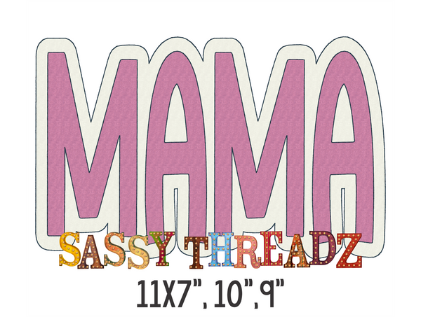 Mama Stacked Embroidery Download - Sassy Threadz